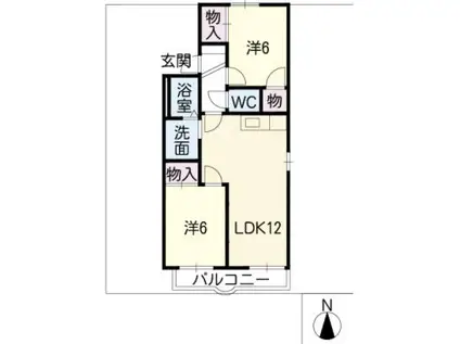 サンリバー(2LDK/2階)の間取り写真