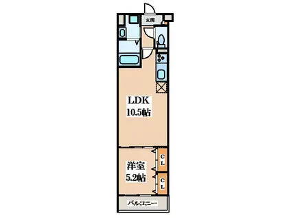 フォレストクリエオーレ枚岡弐番館(1LDK/2階)の間取り写真
