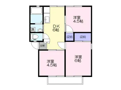 708西(3DK/1階)の間取り写真
