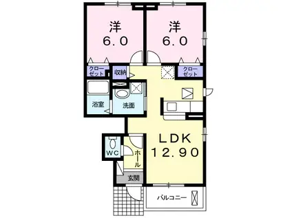 シャルマン コピーヌ(2LDK/1階)の間取り写真