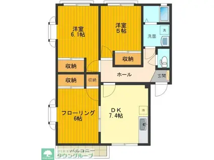 ストークヴィレッジB(3DK/2階)の間取り写真