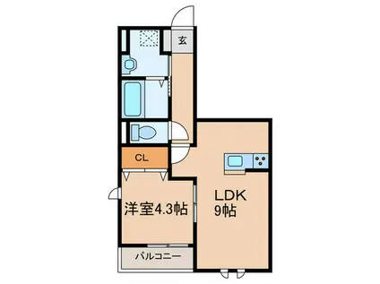 武庫之荘東1丁目ヘーベルメゾン(1LDK/1階)の間取り写真