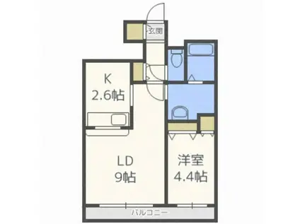 フェバリット ラ セスト(1LDK/9階)の間取り写真