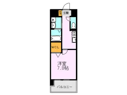 SIX COURT(1K/1階)の間取り写真