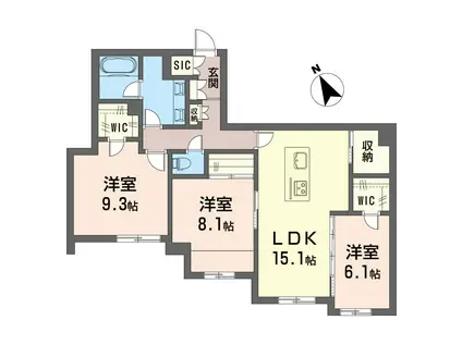 イリオス(3LDK/1階)の間取り写真