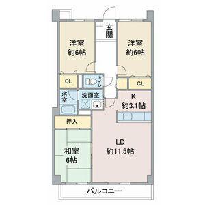 グランハート(3LDK/4階)の間取り写真