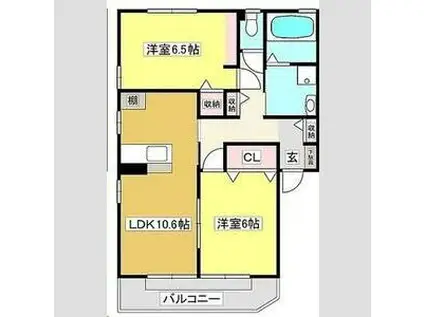 ローズコートルピナス(2LDK/1階)の間取り写真