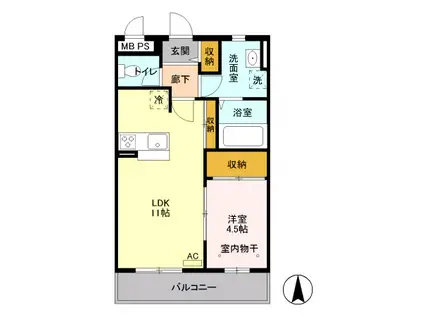 ウィンドフィル 305(1LDK/3階)の間取り写真