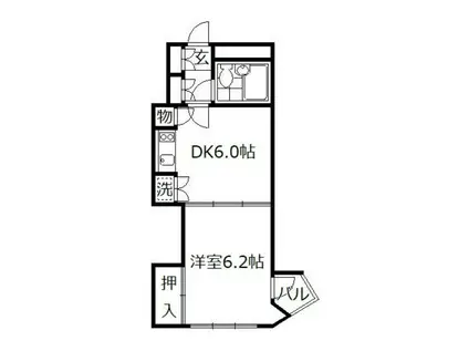 カゼッタ駒(1DK/2階)の間取り写真