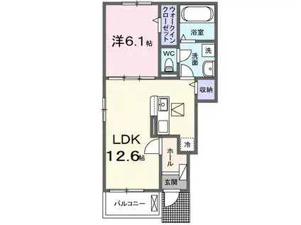 エヴァ グリーン ヴィラII(1LDK/1階)の間取り写真