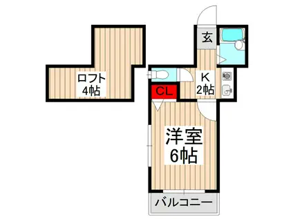 スカイパレス(1K/2階)の間取り写真