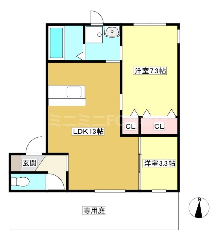 グランシャリオ(2LDK/1階)の間取り写真