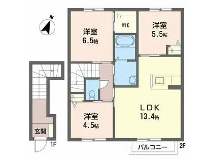 ROSSO CORSA瑞穂III(3LDK/2階)の間取り写真