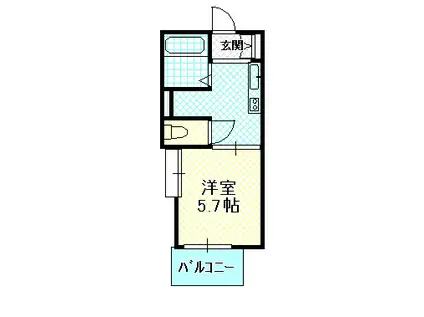 パインコート(1K/2階)の間取り写真