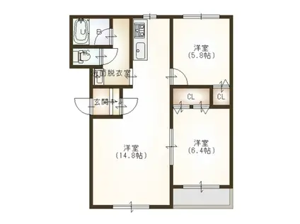 ピュアライフときめき(2LDK/1階)の間取り写真