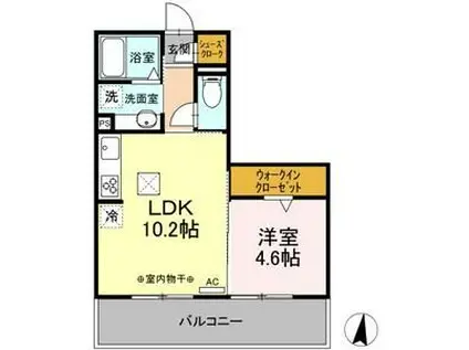 メゾン三塚(1LDK/1階)の間取り写真
