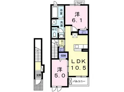 エスポワールK&L I(2LDK/2階)の間取り写真