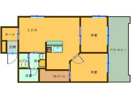 SAI宇宿(2LDK/3階)の間取り写真