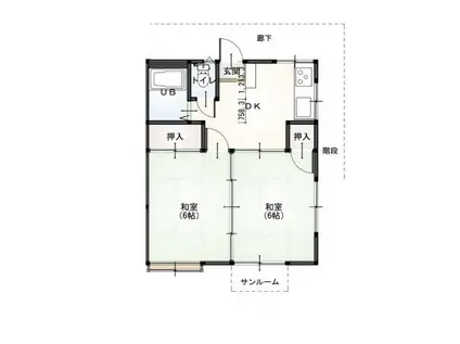 6丁目9-6 グリーンヒルハウス(2DK/1階)の間取り写真