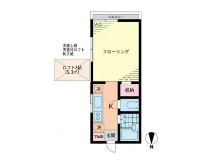 クリアTK(1K/3階)の間取り写真