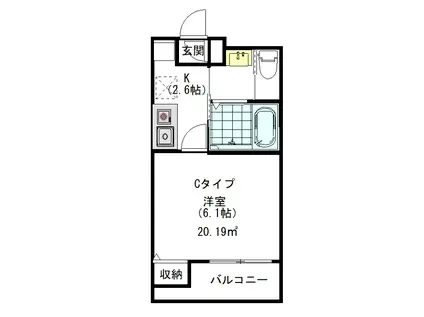 堀江3丁目(1K/1階)の間取り写真