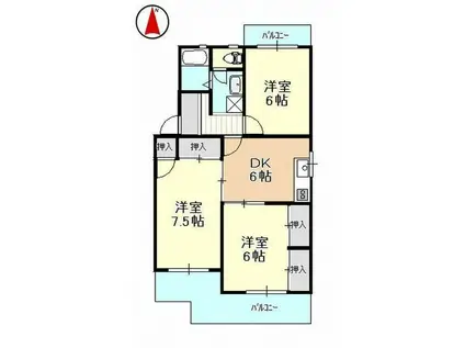 マンションハイネス(3DK/4階)の間取り写真