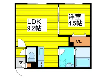 JEEK BLAU MOROMACHI(1LDK/2階)の間取り写真