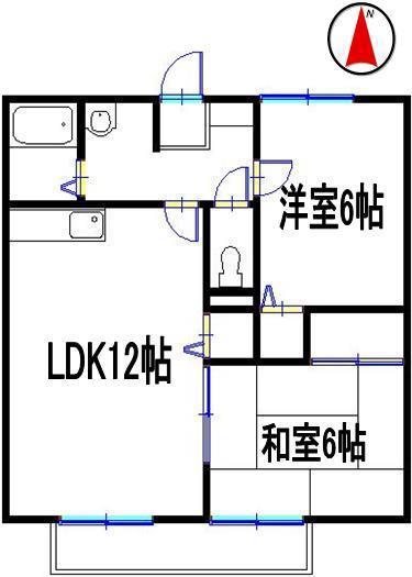 リヴェール中村(2LDK/1階)の間取り写真