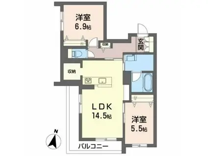 グローレン柏木(2LDK/2階)の間取り写真
