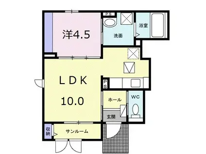 リバーサイドパーク(1LDK/1階)の間取り写真