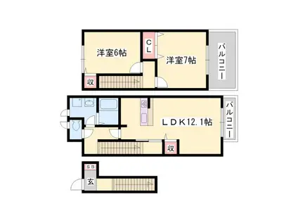 エテルナ(2LDK/2階)の間取り写真