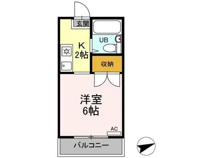 ジュネス昭島(1K/1階)の間取り写真