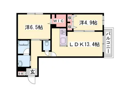シャーメゾン イーストコート(2LDK/2階)の間取り写真