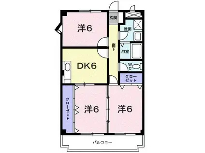 ディアコート横山(3DK/1階)の間取り写真