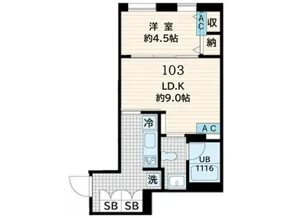 FULLEA恵比寿(1LDK/1階)の間取り写真