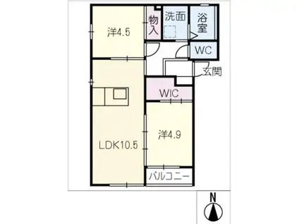 RADIANT岩塚(2LDK/2階)の間取り写真