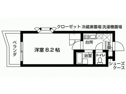 サンハウスユウ伊勢原(1K/3階)の間取り写真