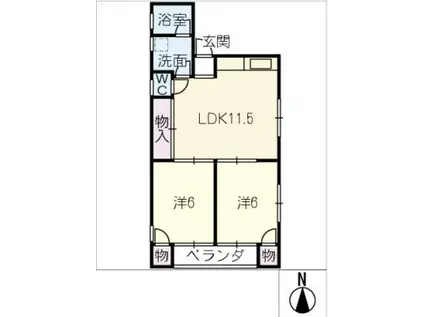 ホワイトハウス(2LDK/3階)の間取り写真