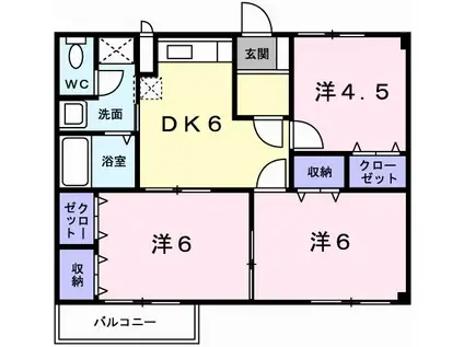 オレンジヒルズ(3DK/2階)の間取り写真