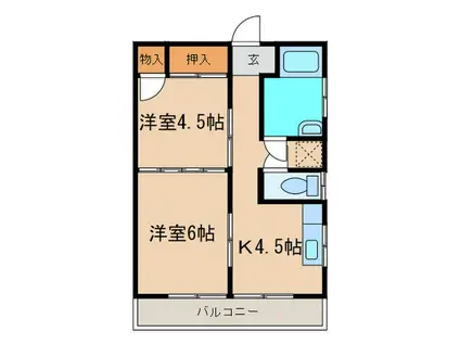 小坂ビル(2K/4階)の間取り写真