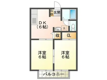 サンシティ杉の本II(2DK/2階)の間取り写真