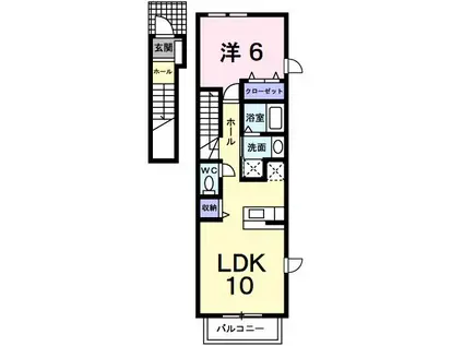 ペルル ミニョンII(1LDK/2階)の間取り写真