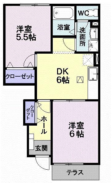 プリマベーラ(2DK/1階)の間取り写真