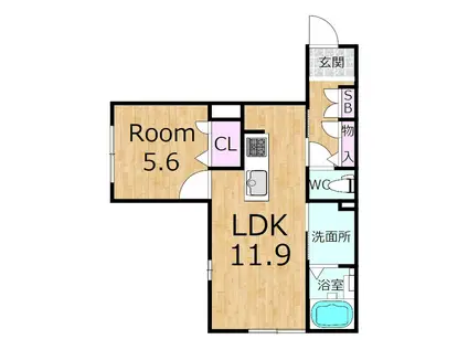 エアリーライフウエサカ(1LDK/2階)の間取り写真