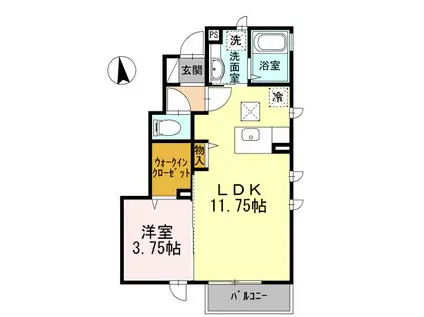 アンジュ三原台(1LDK/1階)の間取り写真