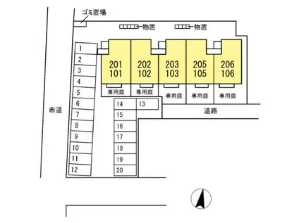 ファミールハイツ(2LDK/2階)の間取り写真