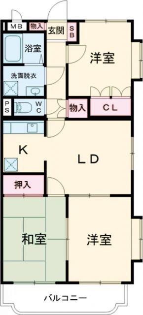 ユーミー和田山(3LDK/4階)の間取り写真
