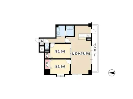 GRAN CREST(2LDK/8階)の間取り写真