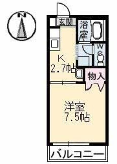 コロニーK C棟(1K/2階)の間取り写真
