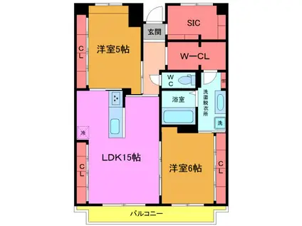 アムカス(2SLDK/1階)の間取り写真